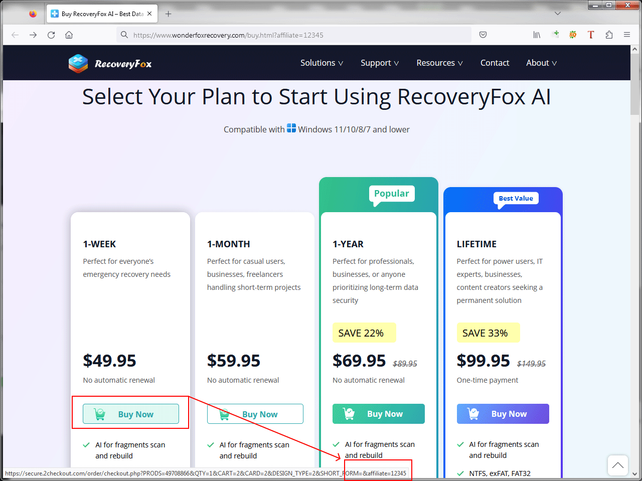 含有您聯盟 ID 的購買連結