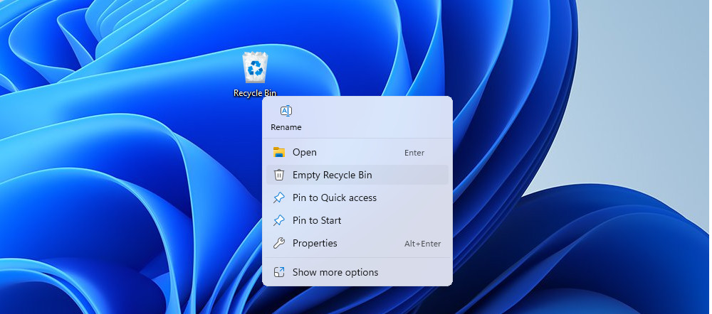 從桌面清空資源回收筒
