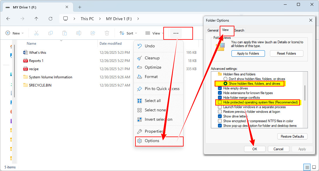 啟用 $RECYCLE.BIN 資料夾顯示