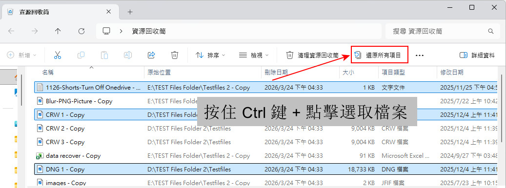 在 Windows 11 回收站中恢復檔案