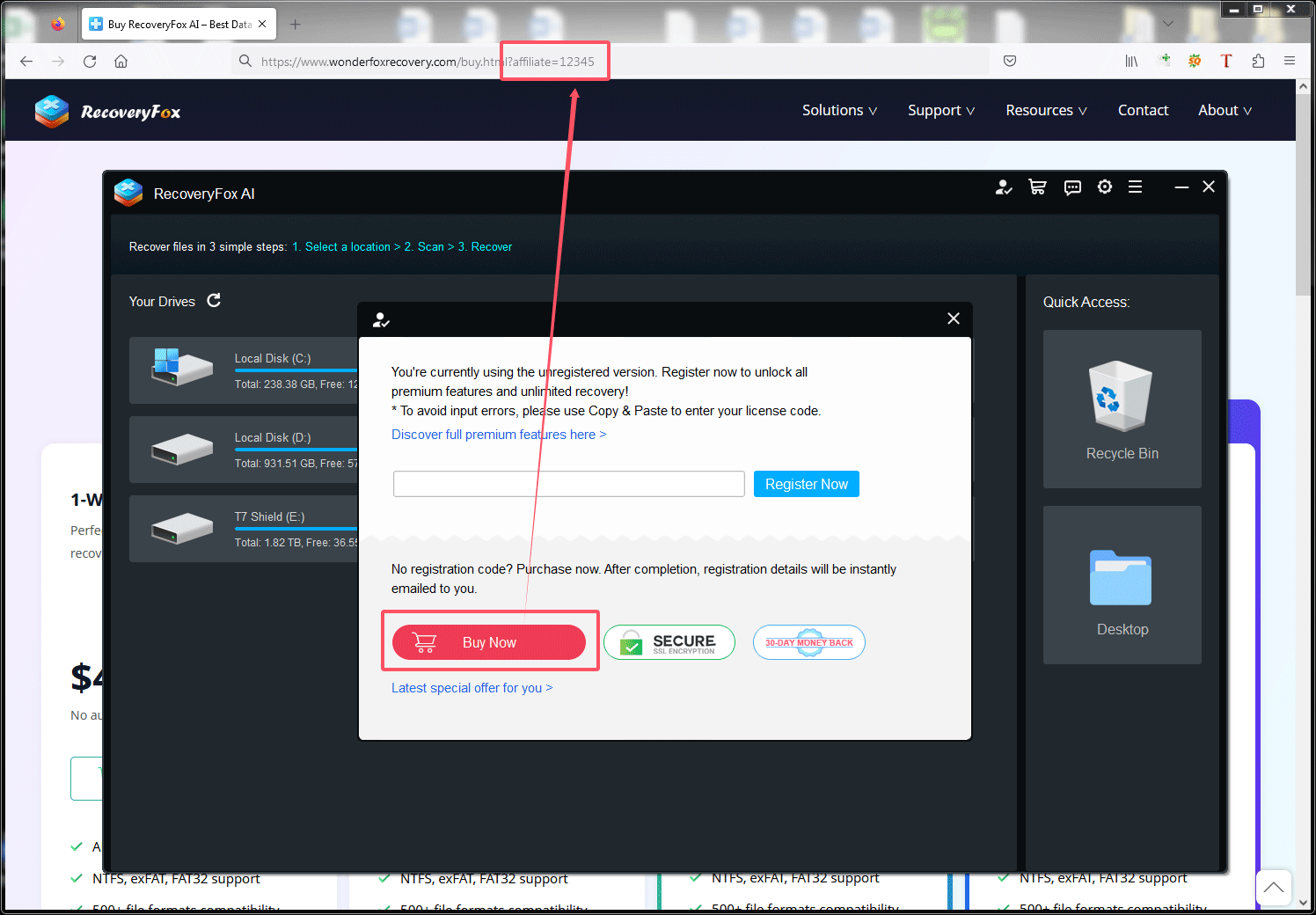 带有专属购买链接的定制页面