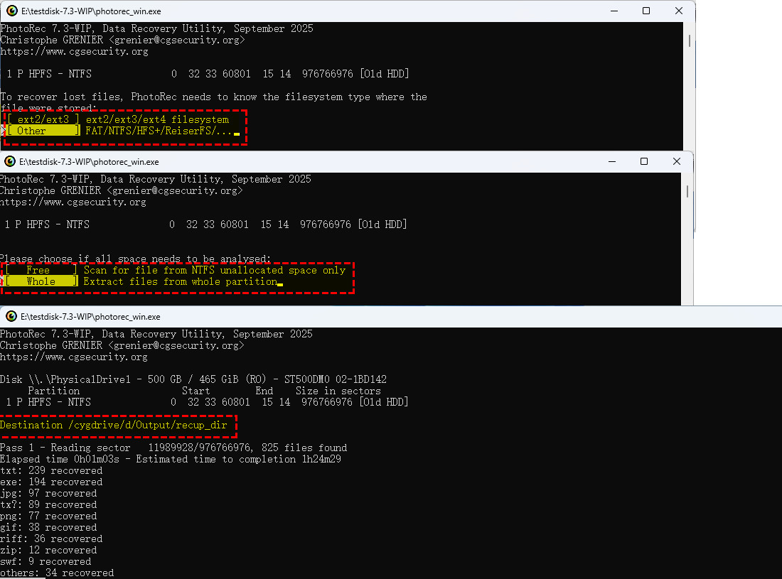 PhotoRec 从旧硬盘恢复数据